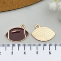 Brown enamel American football pendant charms for DIY jewelry making 20mm charms - Enamel Rugby Style (21740) / Dark Brown