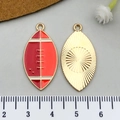 Brown and orange enamel football pendant charms for DIY handmade jewelry crafting - Two-Tone Rugby Style (21742) / Brown