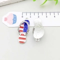 Enamel flip-flop pendant with US flag pattern and rhinestones for DIY jewelry - Slipper Style (19065) / 1 Piece (32x12mm) / Red White Blue