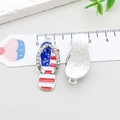 Silver American flag flip flop pendant with rhinestones for DIY jewelry making - Slipper Style (19066)