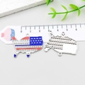 USA map shape alloy pendant with American flag enamel pattern for jewelry making - Map Style (19074)