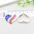 Heart-shaped American flag pendant with red white blue enamel and rhinestones - Heart Style (19076)