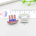Blue and white enamel American flag hat pendant with rhinestones for DIY jewelry making - Hat Style (19078)