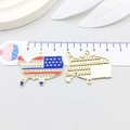 USA map shape pendant with American flag pattern and white rhinestones for DIY jewelry - Enamel USA Flag Map Shape (19073)