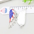 Blue and white enamel American flag wing pendant in alloy for DIY jewelry making - Wing Style (19081)