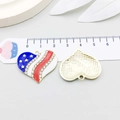 Heart-shaped American flag pendant with rhinestones and golden metal backing - Enamel USA Flag Heart Shape (19075)
