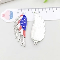 Detailed US flag wing pendant in blue and white enamel for DIY jewelry making - Wing Style (19082)