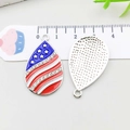 Blue and white USA flag enamel charm pendant with sparkling rhinestones for DIY jewelry - Waterdrop Style (19084)