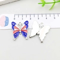 Enameled butterfly charm with American flag pattern and rhinestones for DIY jewelry - Butterfly Style (19173)