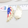 USA flag winged alloy pendants in blue and white enamel with size scale comparison - Enamel USA Flag Wing Shape (19079)