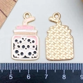 Pink enamel skeleton milk tea cup pendant for DIY bracelets and jewelry making - Pink Enamel Skull Style (21781)