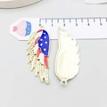 Blue and white USA flag enamel wing pendant charm for DIY jewelry making 4.5cm - Enamel USA Flag Wing Shape (19080)