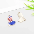 Enamel American flag boot charms for DIY jewelry making featuring patriotic patterns - Boots Shape (16268)