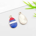 Teardrop American flag enamel pendant with gold metallic frame and textured back detail - Water Drop Shape (16270)