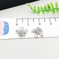 Silver bee alloy pendants for DIY jewelry making with detailed carved wings - 10*11mm / Antique Silver Bee Style (6541)