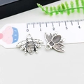 Vintage silver bee charm pendants for DIY jewelry making with wing texture details - 16*20mm / Antique Silver Bee Style (7390)