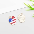 Apple shaped American flag enamel charm with gold plated sunburst back for DIY jewelry - Apple Shape (16275)