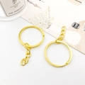 Porte-clés plat doré poli avec chaînette pour la création de bijoux DIY - Anneau avec Chaîne / 25mm / Or