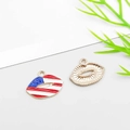 Lip-shaped US flag alloy pendant with red, white, and blue enamel and golden back - Lips Shape (16276)