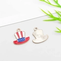 DIY American flag top hat enamel charms in red, white and blue with gold backing - Hat Shape (16278)