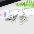 Silberne Bienen- und Schmetterlingsanhänger mit Vintage-Relief für DIY-Schmuckbau - 32*24mm / Altsilber Biene Stil (9189)