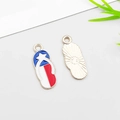 Flip-flop flag pendant charm with red white blue enamel and gold metal backing - Flip-flops Shape (16281)