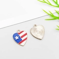 Heart-shaped enamel US flag pendant with gold textured back for DIY jewelry making - Heart Shape (19085)