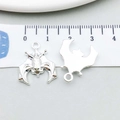 Silver alloy bat charm for DIY jewelry showing size 2.1x2.5cm with measuring tape - Bat Style (20118)