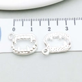 Polished silver alloy vampire teeth charms for DIY jewelry making shown with measurements - Teeth Style (20120)