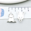 Silver Halloween ghost charms in alloy showing scale measurements for DIY jewelry - Ghost Style (20125)
