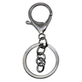 Glänzender silberner Schlüsselanhänger aus Legierung mit Karabinerverschluss und Ring - 35*65mm / Waffenschwarz (12745)