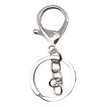 Polierter silberner Karabinerverschluss mit Kette und flachem Schlüsselring für DIY - 35*65mm / Hellsilber (12748)