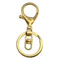 Polierter goldener Karabiner-Schlüsselanhänger mit Drehgelenk und flachem Schlüsselring - 35*65mm / Gold (12749)