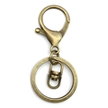 Antike Bronze Metall Schlüsselanhänger mit Karabiner und Drehring für DIY Bastelarbeiten - 35*65mm / Antikgrün (12750)