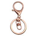 Poliertes roségoldenes Schlüsselring-Set mit flachem Ring, Karabiner und D-Ring-Wirbel - 35*65mm / Roségold (12751)