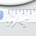 Polished silver alloy cat pendants in two poses with measurement scale for DIY jewelry - Cat Style (20639)