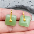 Square light green translucent glass jade pendant with elegant gold metal clasp - Light Green Lampwork Ping'an Buckle (22207) / 19*16mm