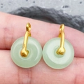 Green glass jade-like yuanbao pendant with golden clasp for DIY jewelry making - Light Green Lampwork Ping'an Buckle (22262) / 18*12MM