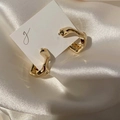 Chic 925 silver needle golden irregular geometric rectangular hoop earrings for women - Gold Irregular Twisted Geometry (94#)