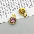 Macro detail of lavender gemstone pendant with golden edge and textured back - February-Purple