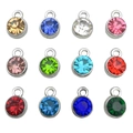 Set of 12 round faceted crystal pendants in various colors with silver metal loops - Mixed Colors (SN574)