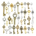 Vintage-Schlüsselanhänger-Set aus Legierung in Gold, Silber und Bronze für DIY-Schmuck - Gemischtes 30er Set Antike Bronze Silber Gold Schlüssel (SN315)
