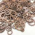 Detailed pile of assorted antique bronze steampunk gears for DIY jewelry and crafts - Mixed 50g-SN579 / Antique Red Copper