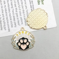 Colgante de huella de gato en esmalte con luna y estrellas para bisutería artesanal - Gato Cafe Negro / Blanco