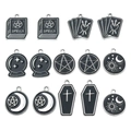 Set mit 12 schwarzen Emaille-Anhängern, Gothic-Zauberbücher und Kristallkugeln - Gothisch Okkult Gemischt