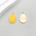Easter egg chick pendant with yellow enamel front and golden sunburst texture back - Yellow Chick Style