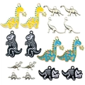 Cartoon dinosaur pendant charms in blue and yellow oil drip finish for DIY jewelry - Colorful Styles Combination