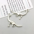 Vintage silver dinosaur charms for DIY jewelry making in brachiosaurus shape - Antique Silver Dinosaur Style (11259)