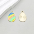 Colorful enamel Easter egg alloy pendants with golden sunray back for DIY jewelry making - Multicolor Striped Style