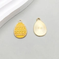 Yellow enamel Easter egg pendant with geometric patterns and golden metal back - Yellow Zigzag Style